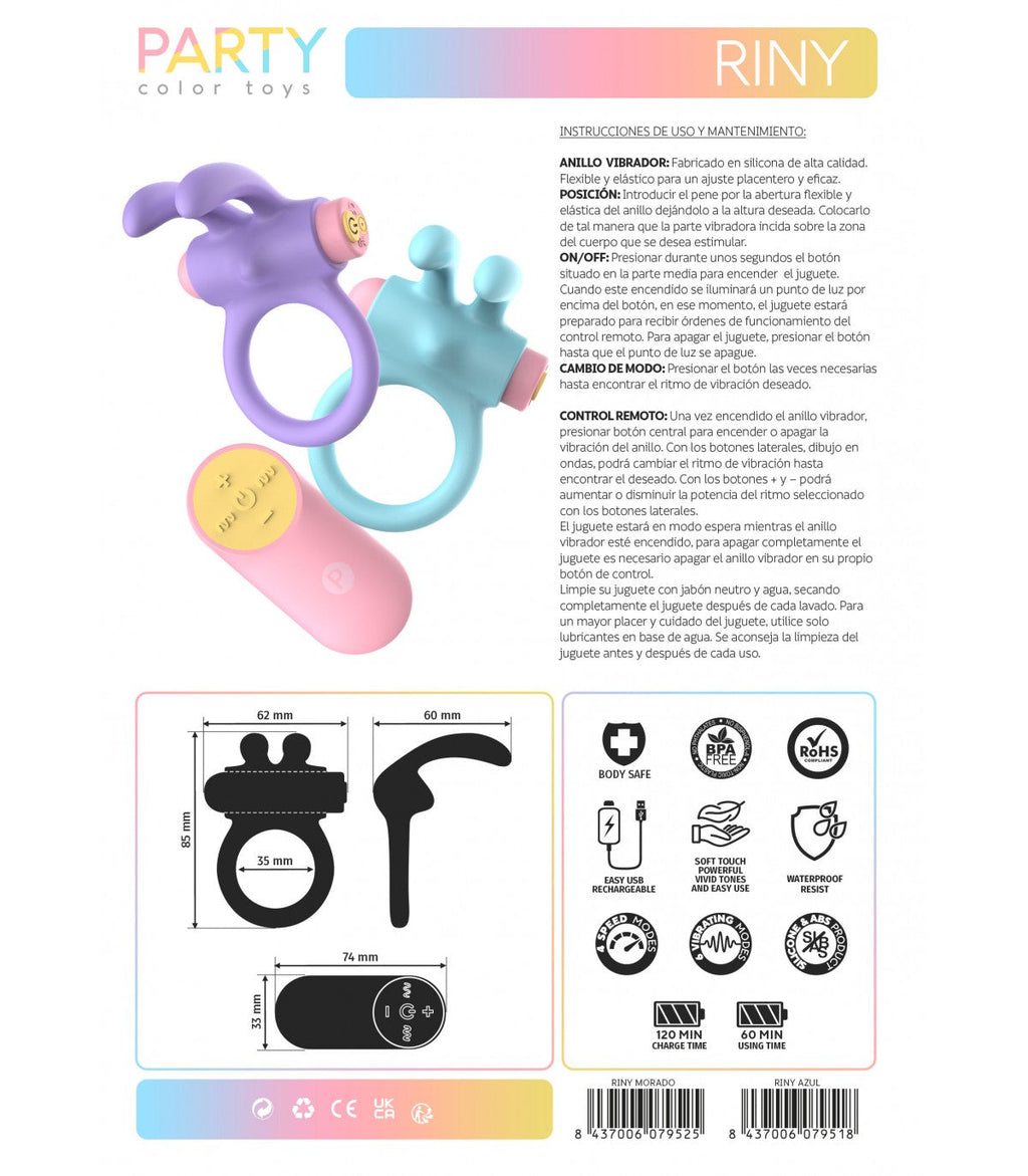 ANELLO VIBRANTE RINY CON CONTROLLER USB IN SILICONE LILLA